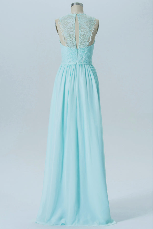 Light Blue Sleeveless Bridesmaid Dress with Back Cutout