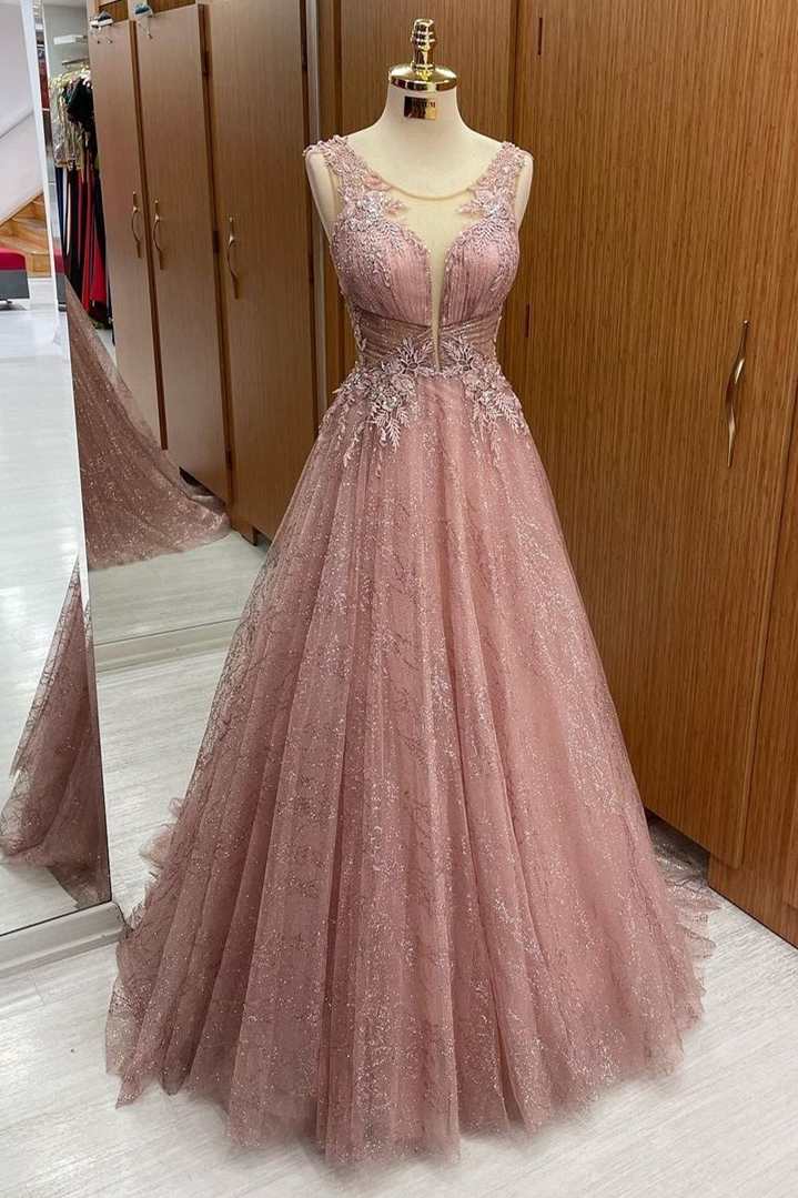 dusky pink prom dress