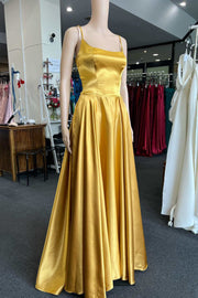 Simple Fuchsia Straps A-Line Long Prom Dress