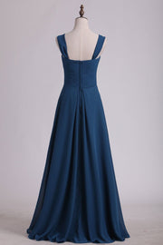 Dark Blue Sweetheart Backless A-Line Long Bridesmaid Dress