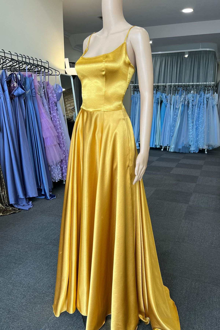 Simple Fuchsia Straps A-Line Long Prom Dress