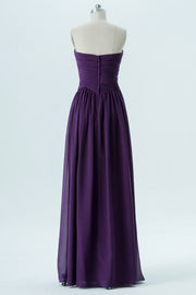 Purple Chiffon Sweetheart Strapless Bridesmaid Dress