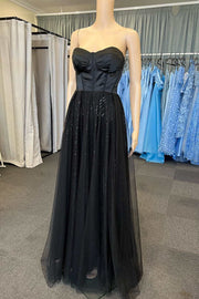 Princess Black Sweetheart A-Line Long Prom Dress