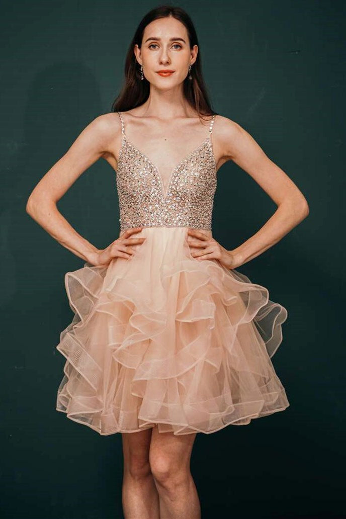 Tulle and Sequin Block Short Party Dress Pink and Green