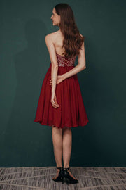 Sweetheart Embroidery Short A-line Dress
