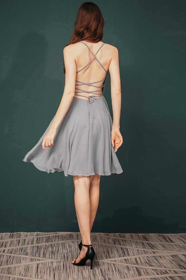 Short Spaghetti Strap Chiffon Dress