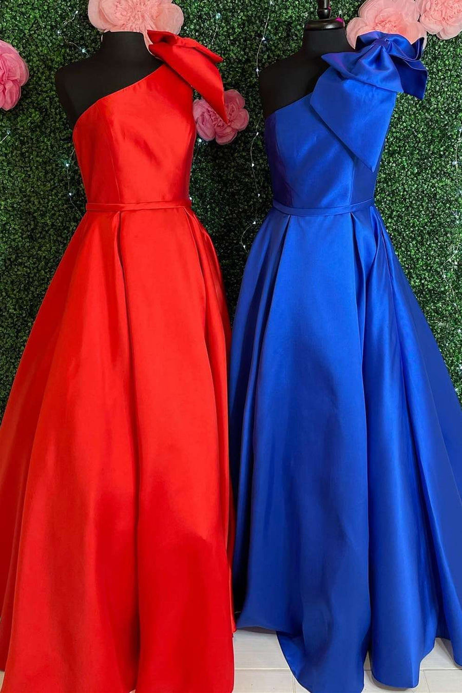 One-Shoulder Royal Blue Ball Gown with Bow