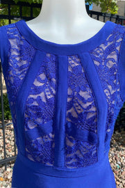 Cobalt Blue Lace Sleeveless Long Mother of the Bride Dress with Slit