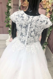 White Lace Appliqués A-Line Flower Girl Dress