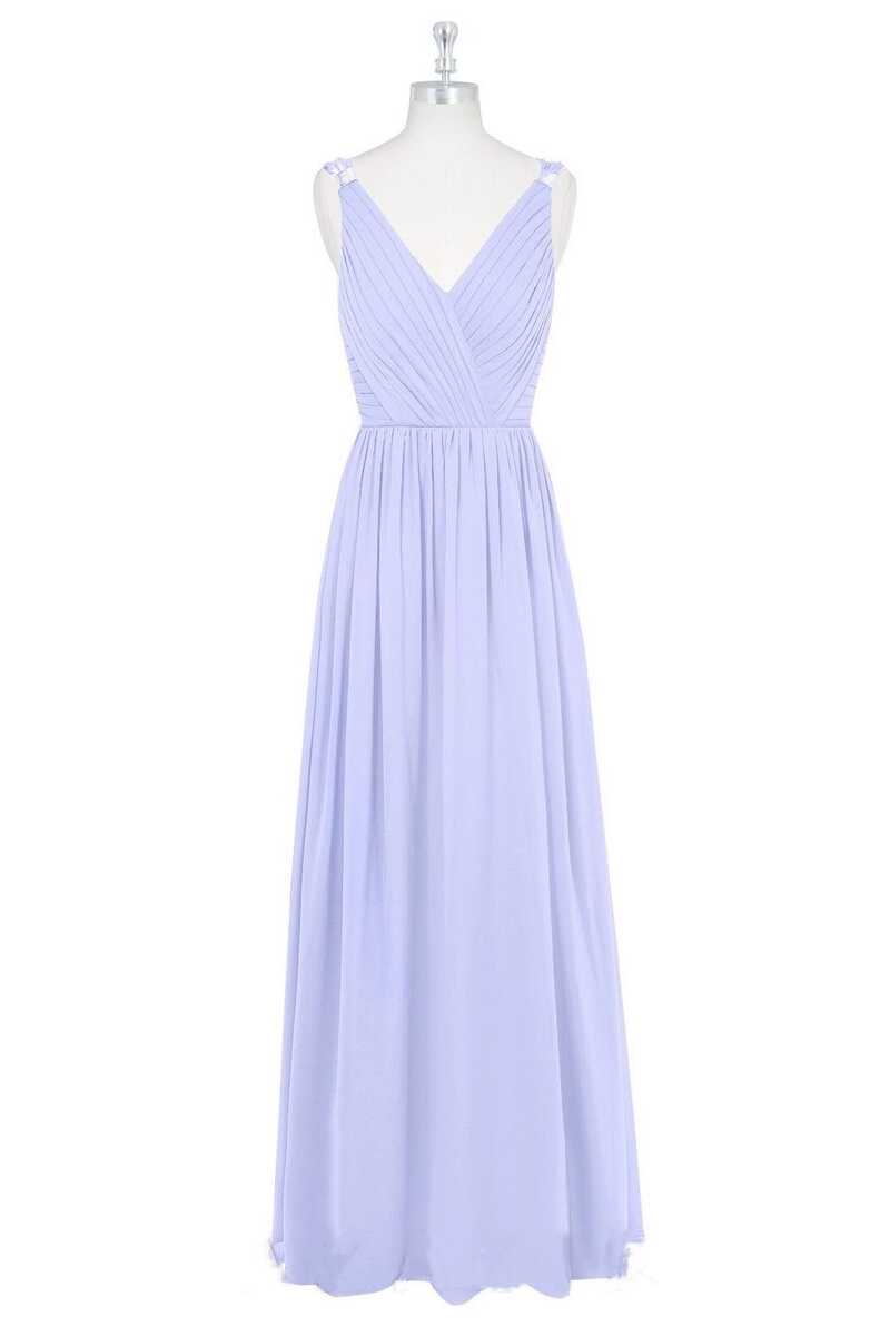 Lavender V-Neck Backless A-Line Long Bridesmaid Dress
