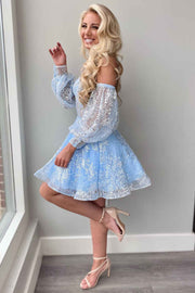 A-Line Ivory Sweetheart Puff Sleeve Short Party Dress