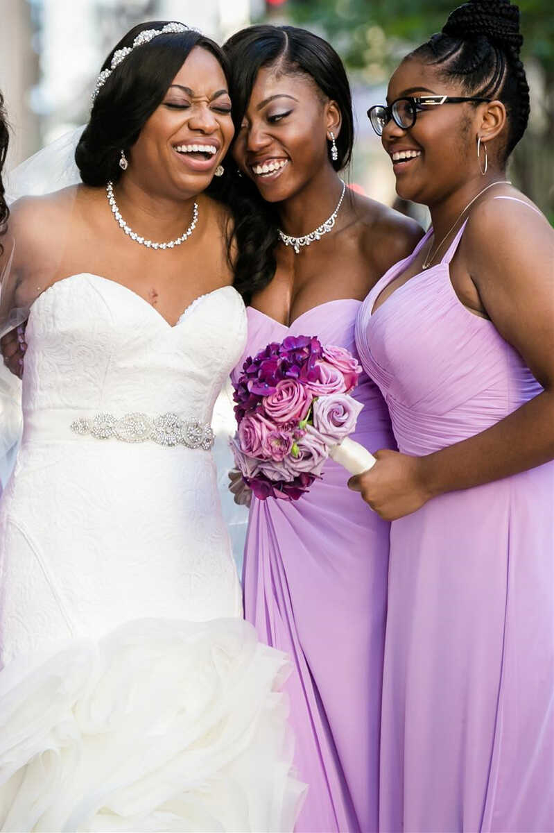 Mismatched Light Purple Chiffon Long Bridesmaid Dress