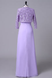 Two-Piece Lace Chiffon Ruffles Mother of the Bride with Cardigan