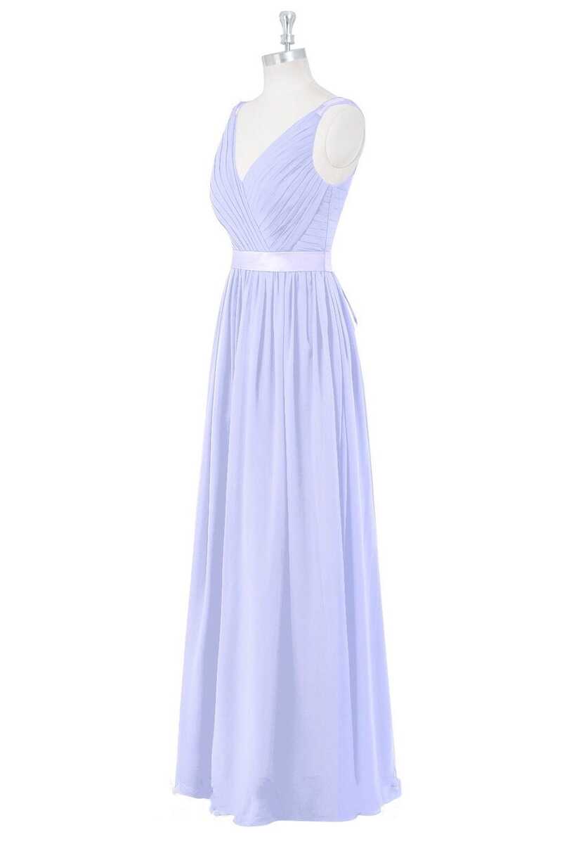 Lavender V-Neck Backless A-Line Long Bridesmaid Dress