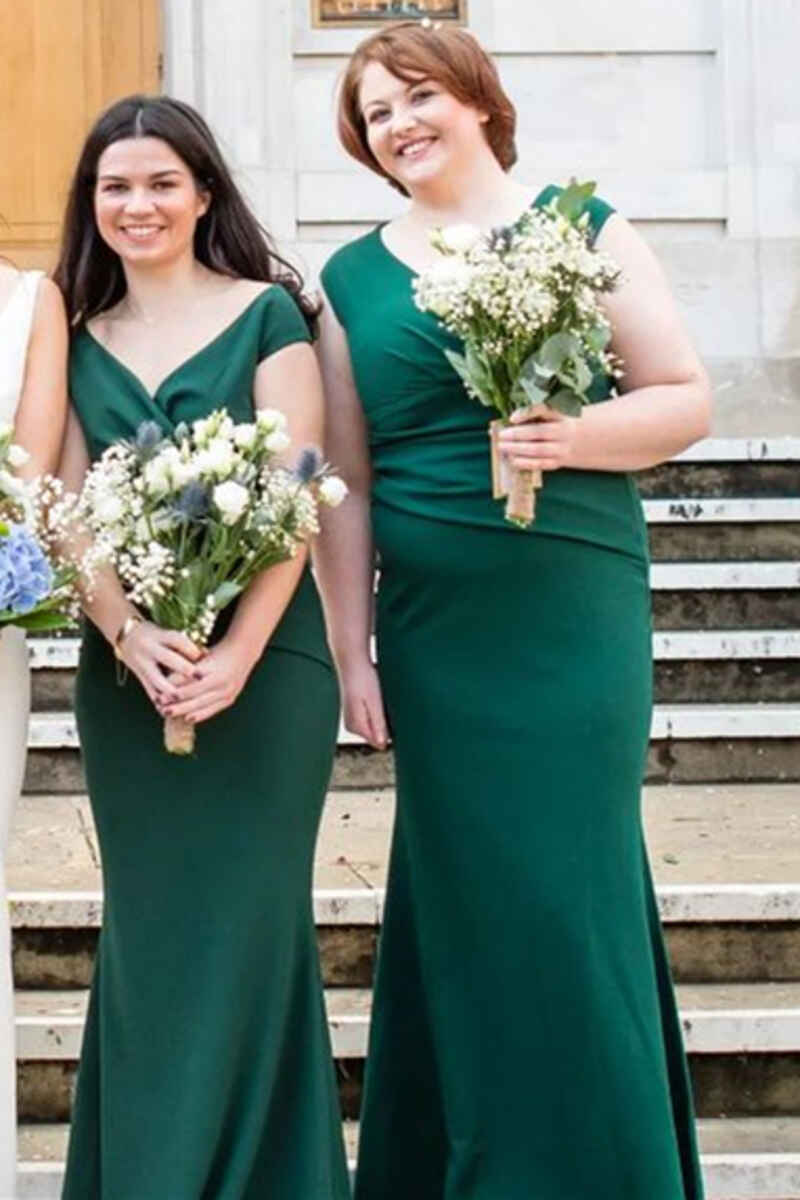 Hunter Green V-Neck Mermaid Long Bridesmaid Dress Modsele Hunter Green V-Neck Mermaid Long Bridesmaid Dress Modsele