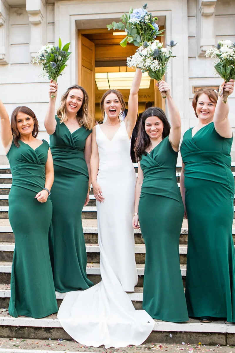 Satin Hunter Green Bridesmaid Dresses