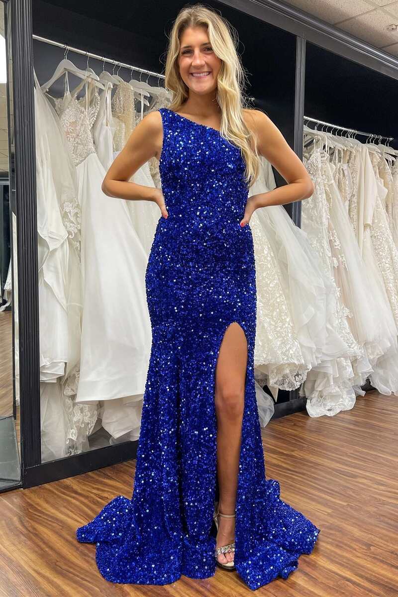 One-Shoulder Royal Blue Sequin Mermaid Long Formal Dress Modsele One-Shoulder Royal Blue Sequin Mermaid Long Formal Dress Modsele