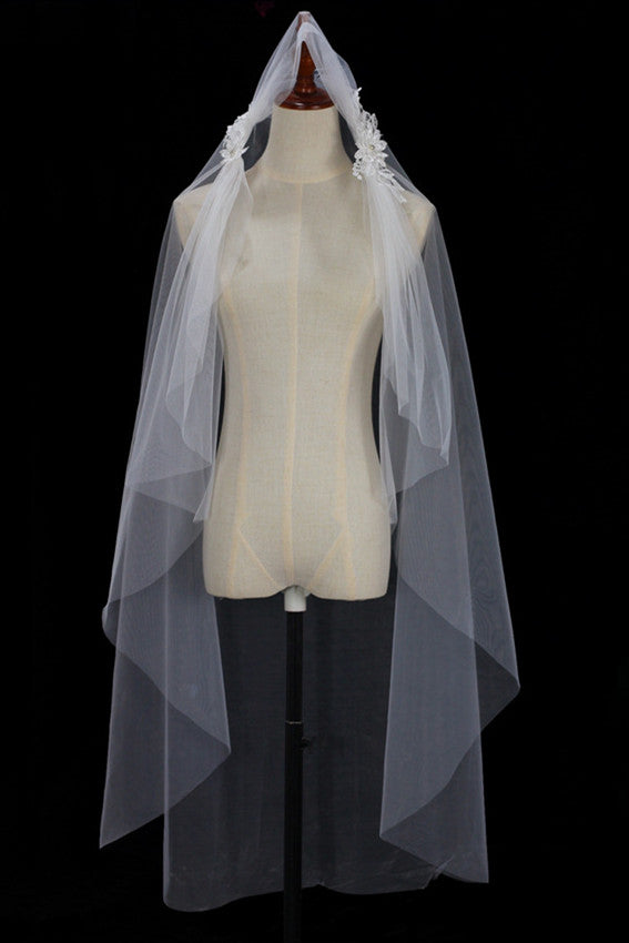 Vintage Mesh Side Flower Bridal Veil