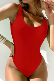 Green Square Neck One-Piece Swimsuit