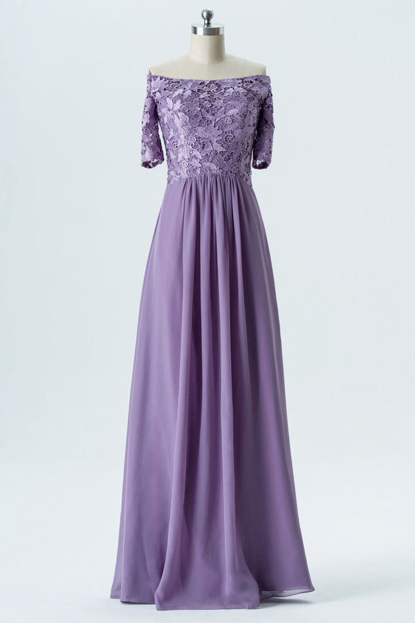 Lavender Floral Embroidered Half Sleeve Mother of the Bride Dress – Modsele