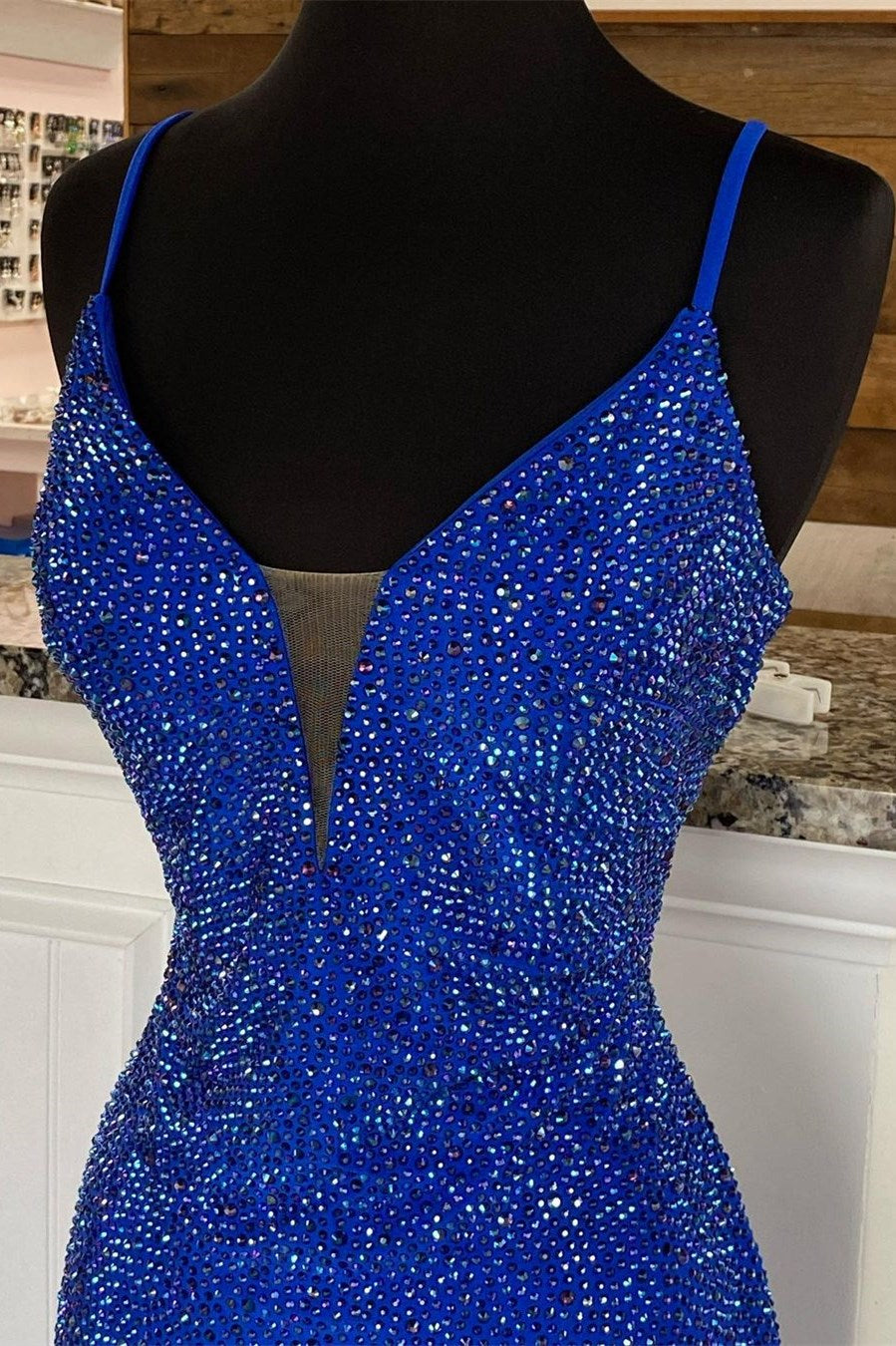 Royal Blue Beaded V-Neck Mermaid Long Prom Dress Modsele Royal Blue Beaded V-Neck Mermaid Long Prom Dress Modsele