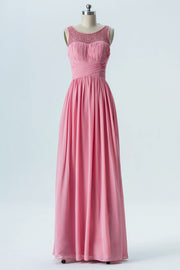 Pink Sweetheart Sleeveless Bridesmaid Dress