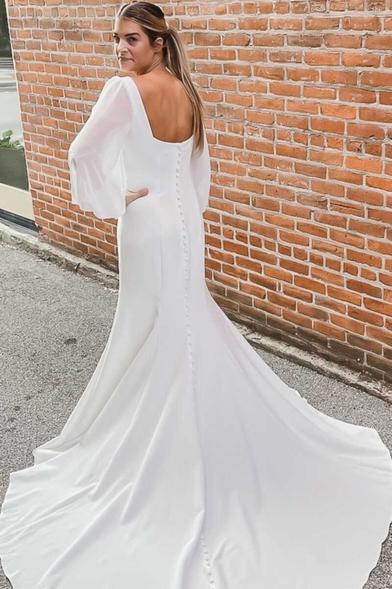 Elegant Square Neck Long Sleeve Backless Mermaid Dress Modsele Elegant Square Neck Long Sleeve Backless Mermaid Dress Modsele