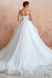 A-Line Layers Straps Lace-Up Back Wedding Dress