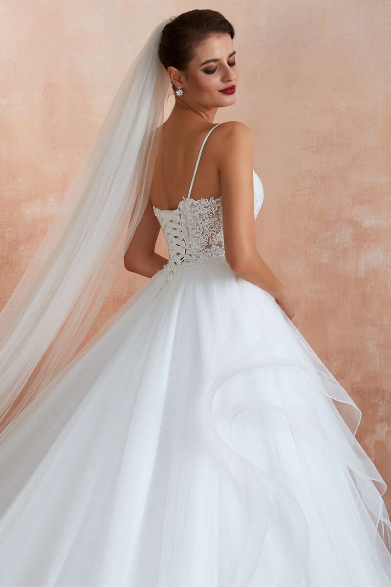 A-Line Layers Straps Lace-Up Back Wedding Dress Modsele A-Line Layers Straps Lace-Up Back Wedding Dress Modsele