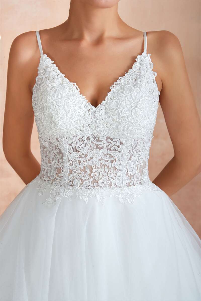 A-Line Layers Straps Lace-Up Back Wedding Dress Modsele A-Line Layers Straps Lace-Up Back Wedding Dress Modsele