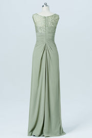 Sage Green Asymmetrical Embroidered Bridesmaid Dress