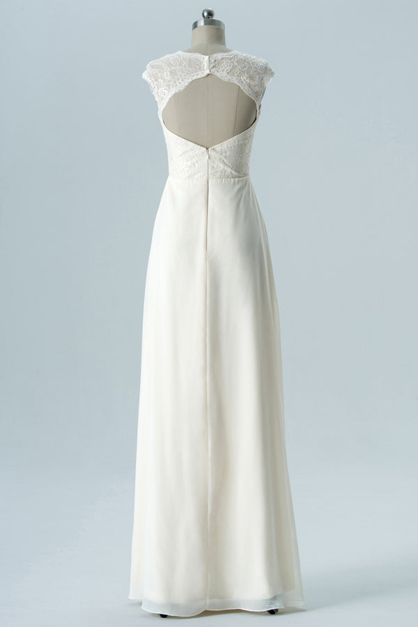 Off-White Embroidered Sleeveless Bridesmaid Dress