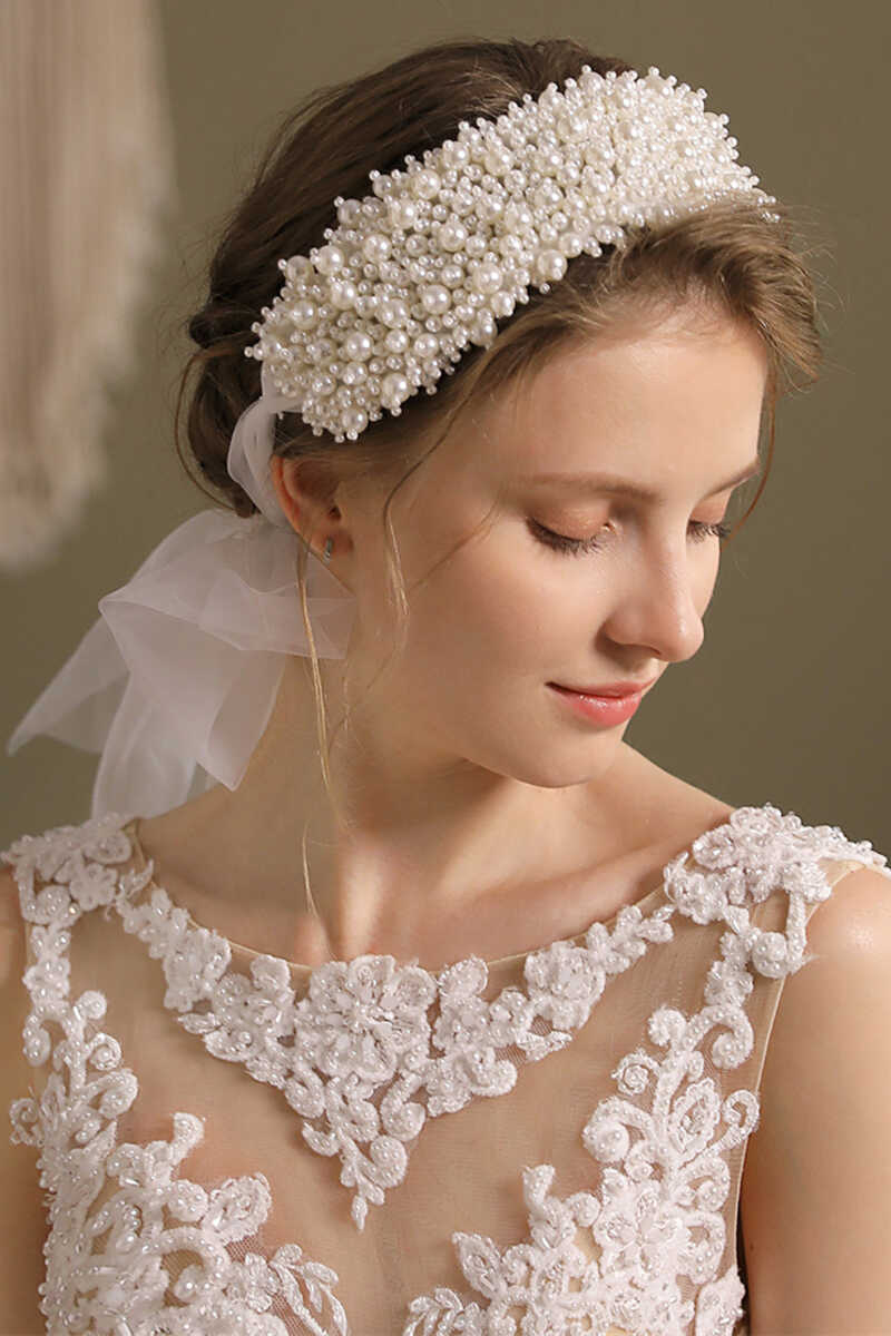 Glamorous White Pearl Bridal Headband