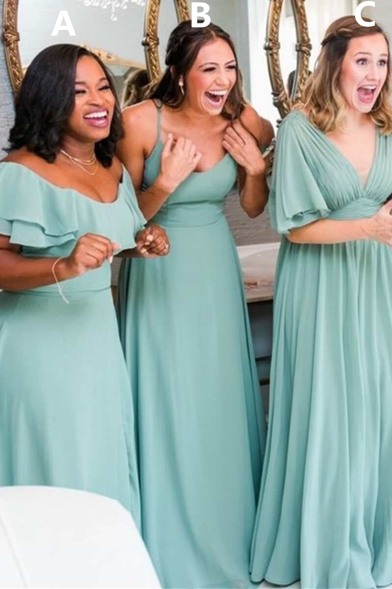 Mismatch Light Jade Chiffon Bridesmaid Dress Modsele Mismatch Light Jade Chiffon Bridesmaid Dress Modsele