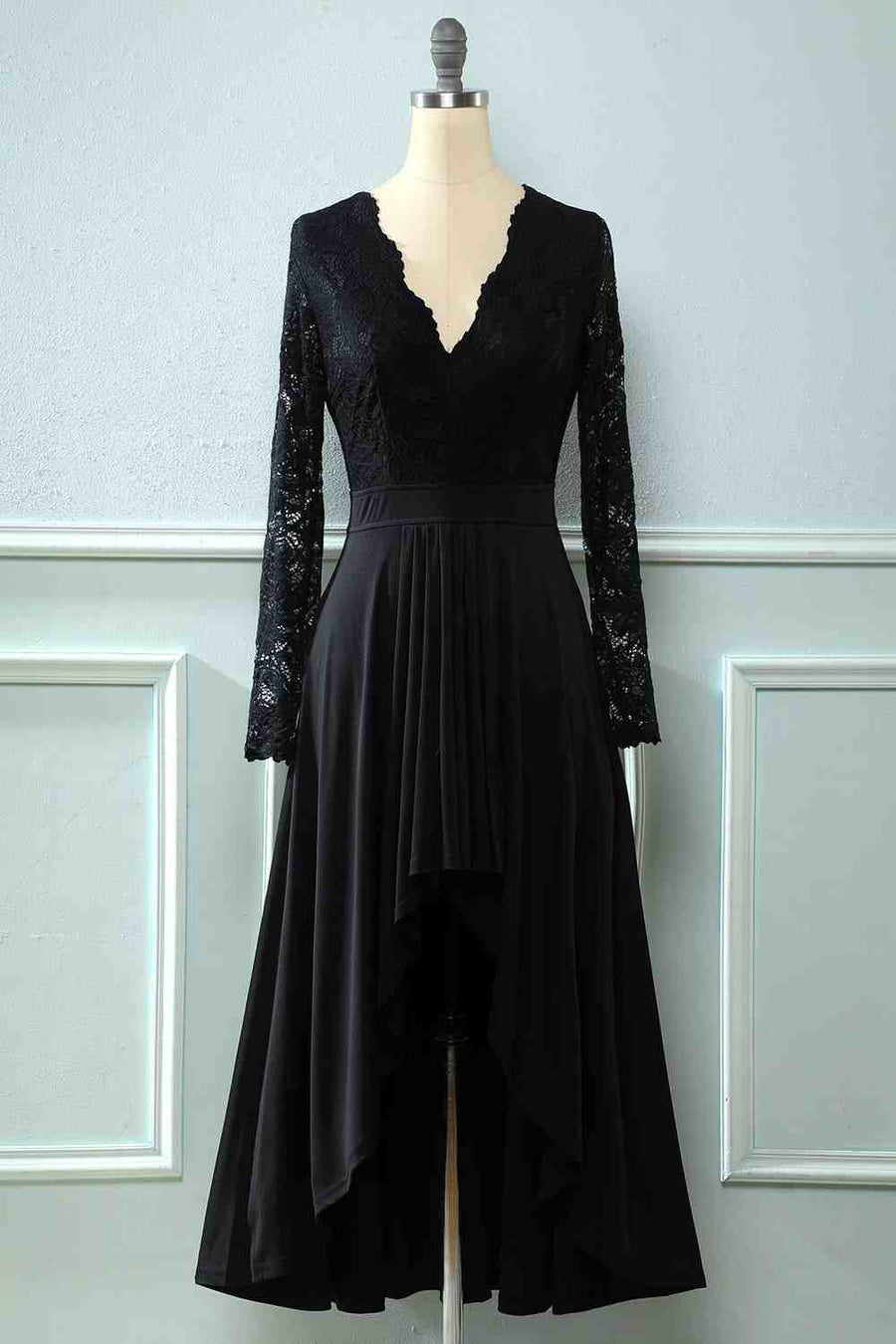 Black Lace Long Sleeve Mother of the Groom Dress