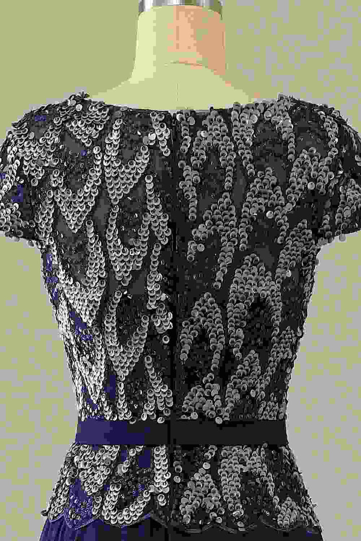 Navy Blue Sequins Mother of the Bride Dress