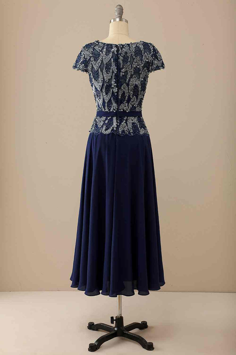 Navy Blue Sequins Mother of the Bride Dress