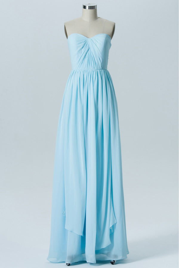 Convertible Light Blue Sweetheart Bridesmaid Dress