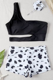 Black One-Shoulder Cutout Swimsuit
