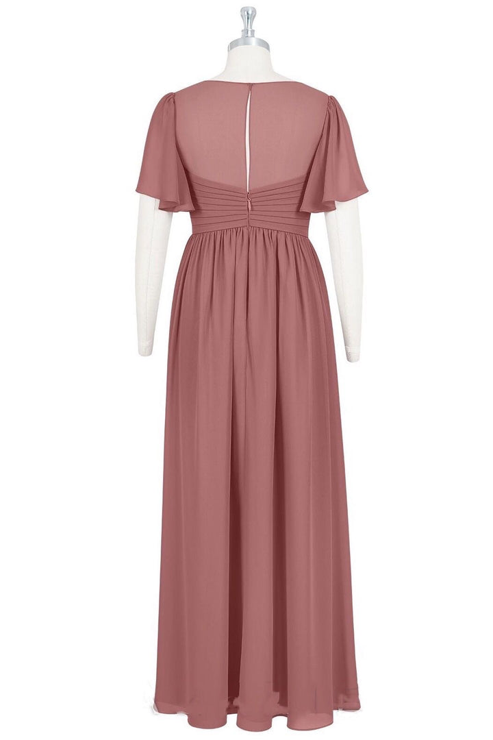 Rusty Rose V-Neck Short Sleeve Maternity Bridesmaid Dress