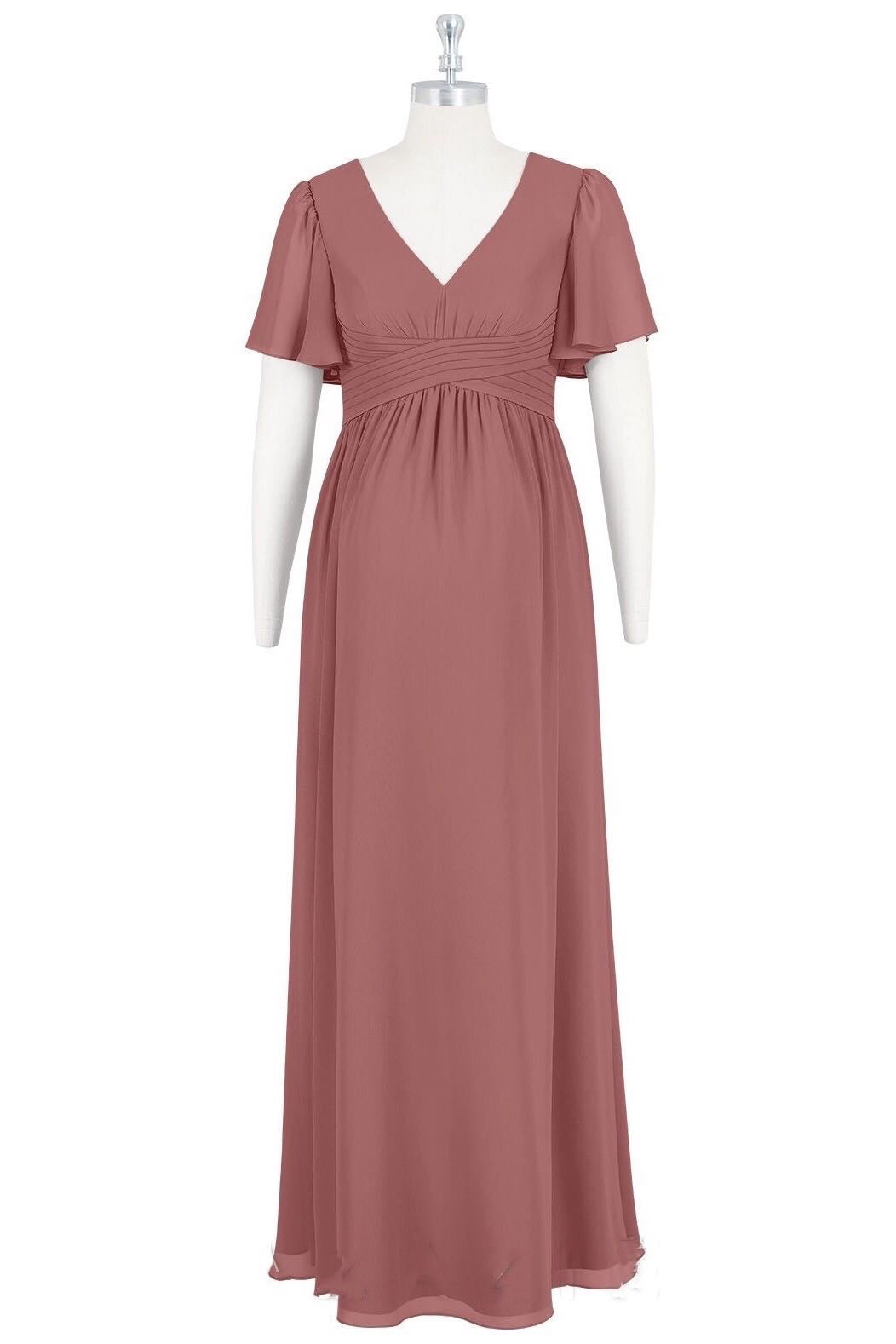 Rusty Rose V-Neck Short Sleeve Maternity Bridesmaid Dress Modsele Rusty Rose V-Neck Short Sleeve Maternity Bridesmaid Dress Modsele