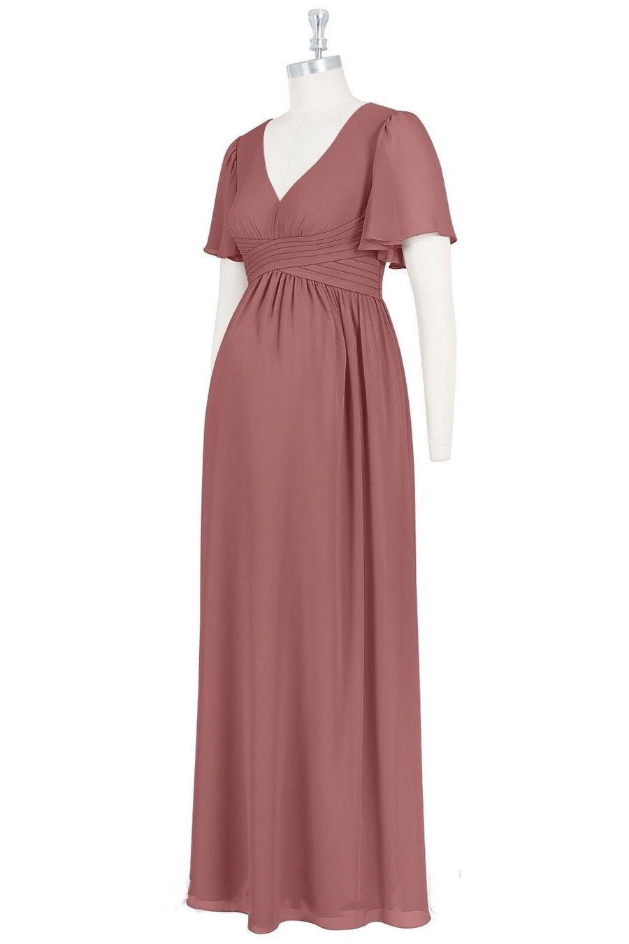 Rusty Rose V-Neck Short Sleeve Maternity Bridesmaid Dress Modsele Rusty Rose V-Neck Short Sleeve Maternity Bridesmaid Dress Modsele