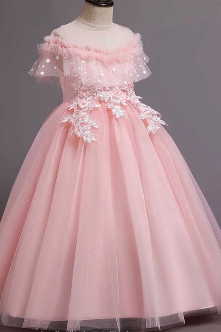 Purple Tulle Off-the-Shoulder Girl Birthday Dress