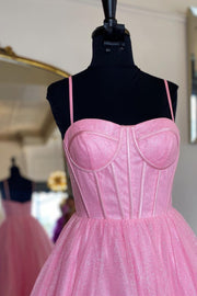 Shiny Princess A-Line Straps Long Prom Dress
