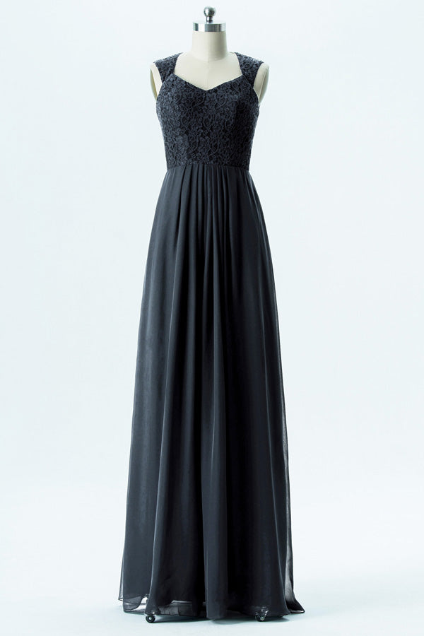 Black Embroidered Sweetheart Sleeveless Bridesmaid Dress