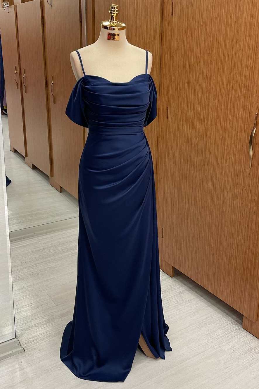 navy blue cold shoulder maxi dress Vestido Maxi Sin Tirantes Denise - Azul Marino