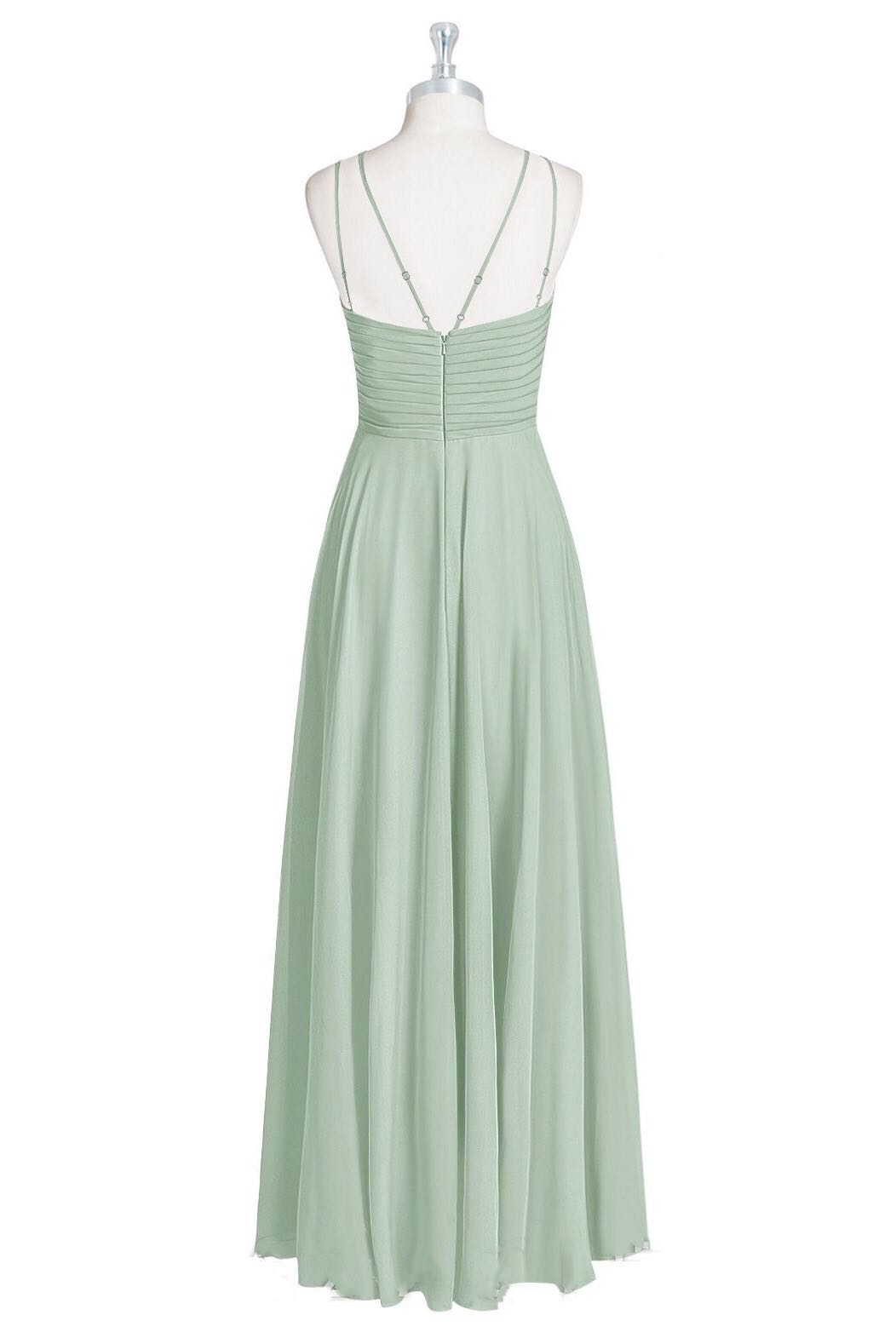 Sage Green Halter Spaghetti Straps A-Line Long Bridesmaid Dress Modsele Sage Green Halter Spaghetti Straps A-Line Long Bridesmaid Dress Modsele