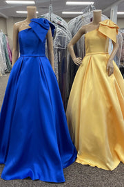 One-Shoulder Royal Blue Ball Gown with Bow