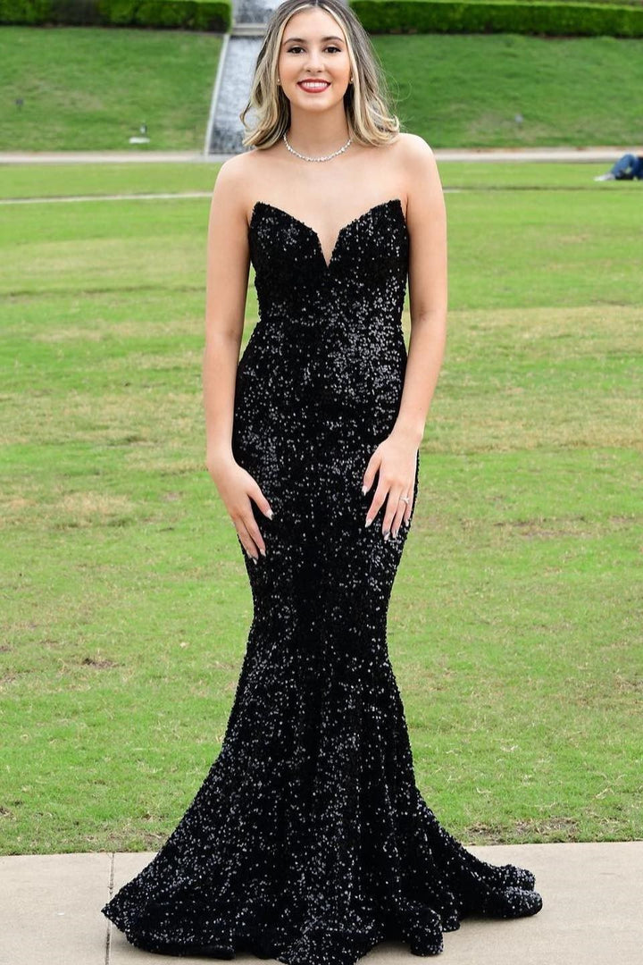 Red Sequins Trumpet Long Formal Dress with Sweetheart