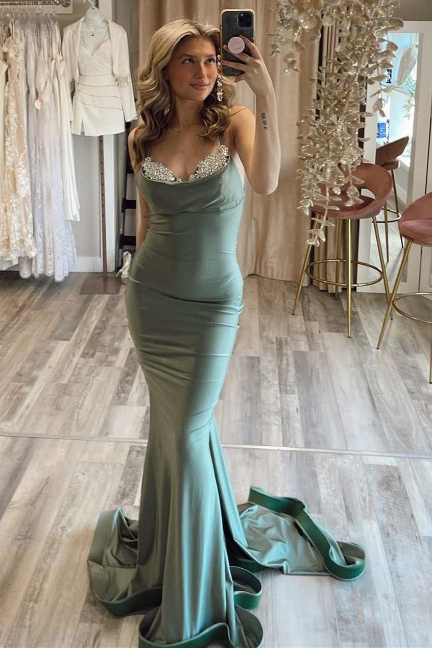 Buy Luxury Green Beaded Evening / Prom / Wedding Mermaid Dress Made to  Order, Strapless Sparkling Green Evening Dress Online in India - Etsy